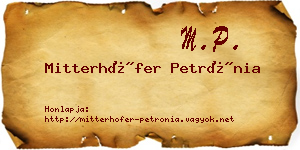 Mitterhöfer Petrónia névjegykártya